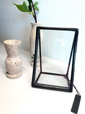Magnolia Distressed Black Metal Floating Glass 4x6 Picture Frame